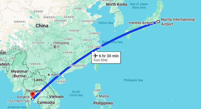 Tokyo to Bangkok